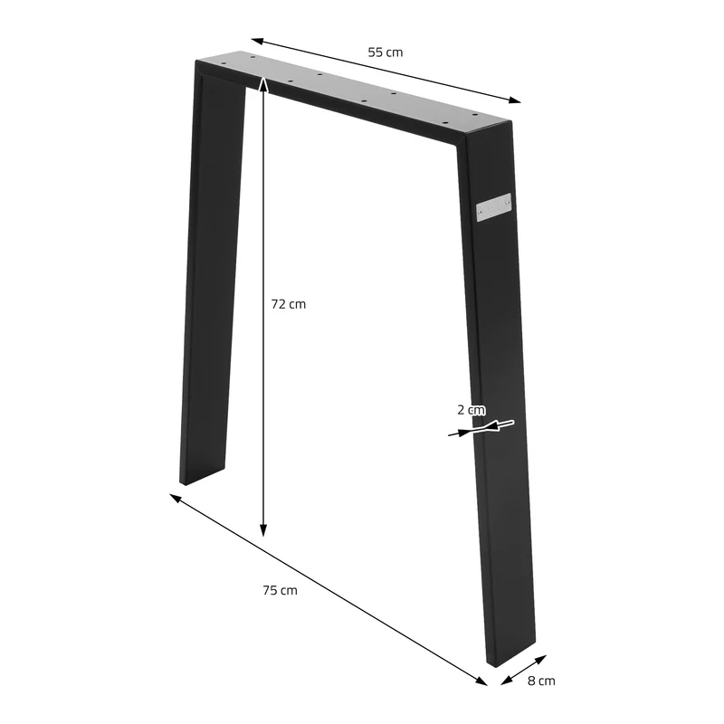 2er Set Tischkufen Loft 75x72 cm Schwarz Profil 8x2 cm aus Stahl U-Form ML-Design