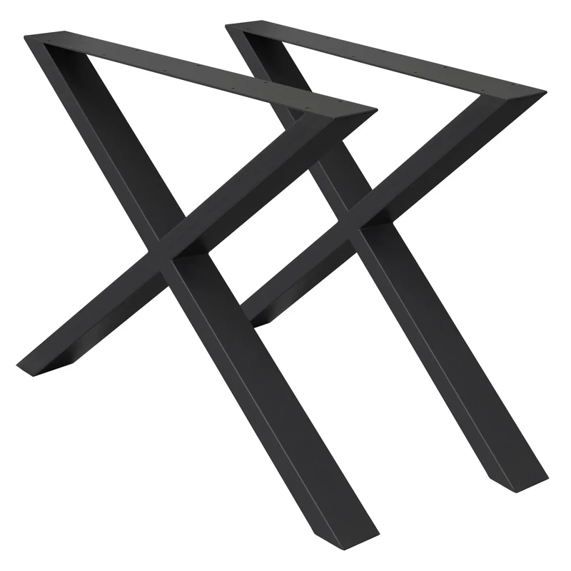 2x Tischbeine X-Design 60x72 cm Schwarz pulverbeschichtete Stahl DIY Tischuntergestell