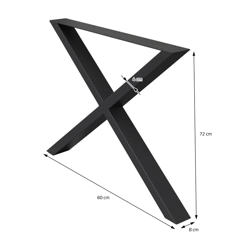 2x Tischbeine X-Design 60x72 cm Schwarz pulverbeschichtete Stahl DIY Tischuntergestell