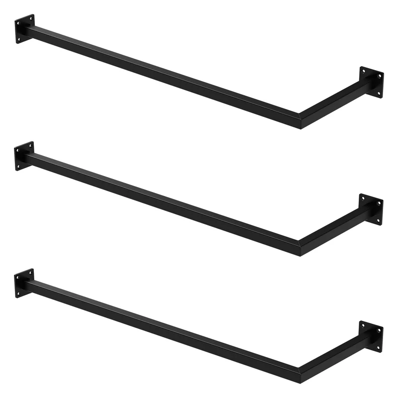 Kleiderstange Ecke Garderobe Wandmontage Schwarz aus Stahl ML-Design