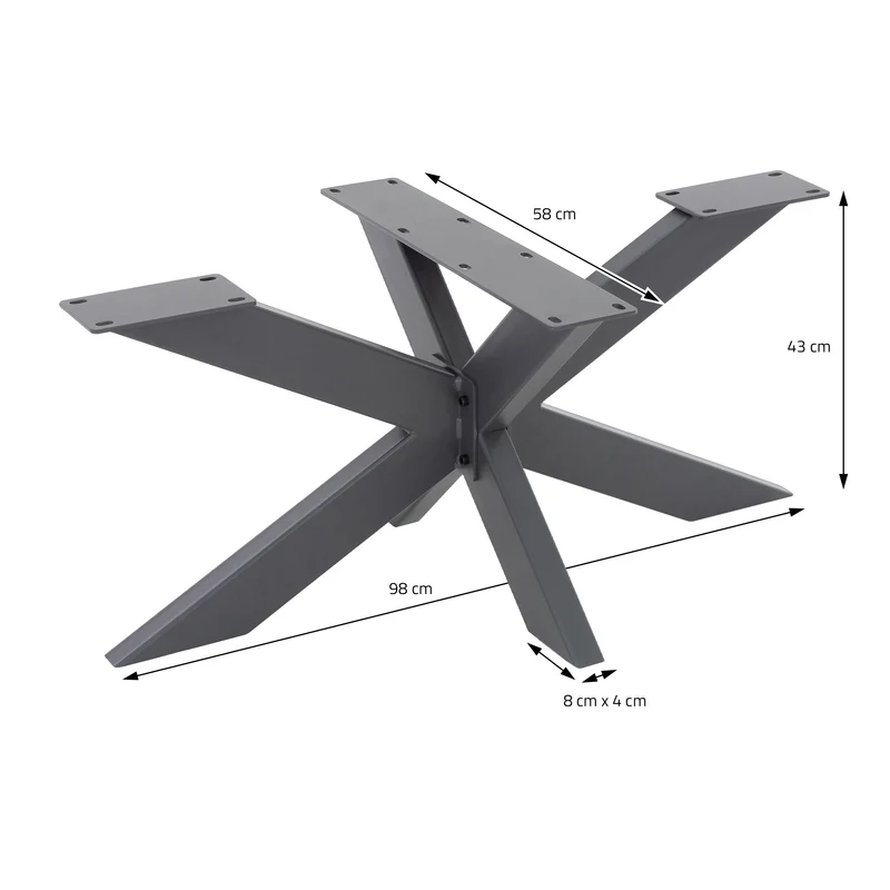 Tischbeine Tischgestell X-Design 98x58x43 cm Anthrazit aus Metall ML-Design