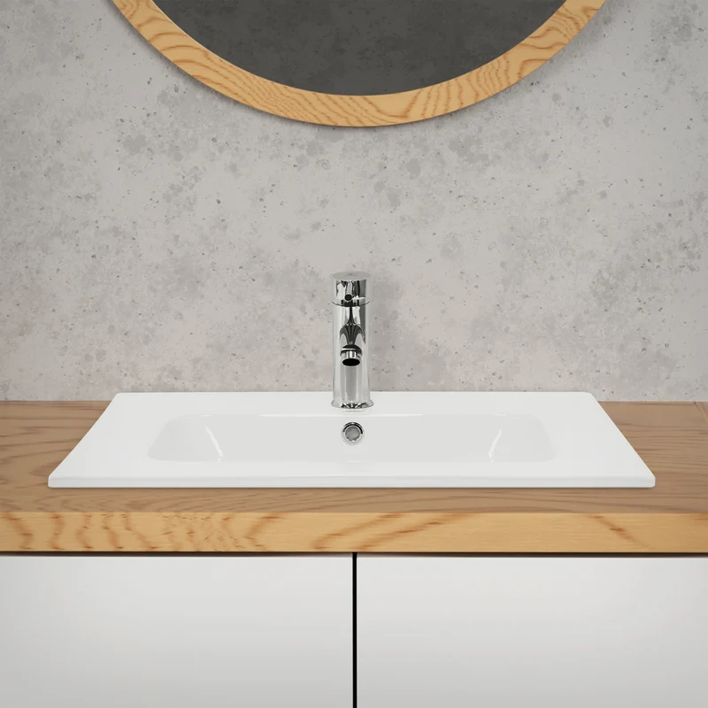 Waschbecken 61x16,5x46 cm Weiß aus Keramik LuxeBath