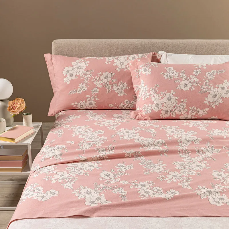 Completo Lenzuola Serenity Floreale in Flanella