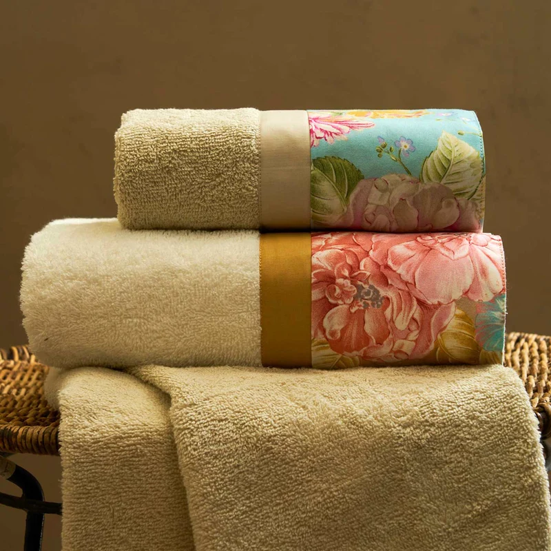 Set 2 Coppie in Spugna di Cotone con Balza in Percalle - Floraison