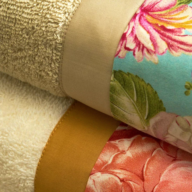 Set 2 Coppie in Spugna di Cotone con Balza in Percalle - Floraison