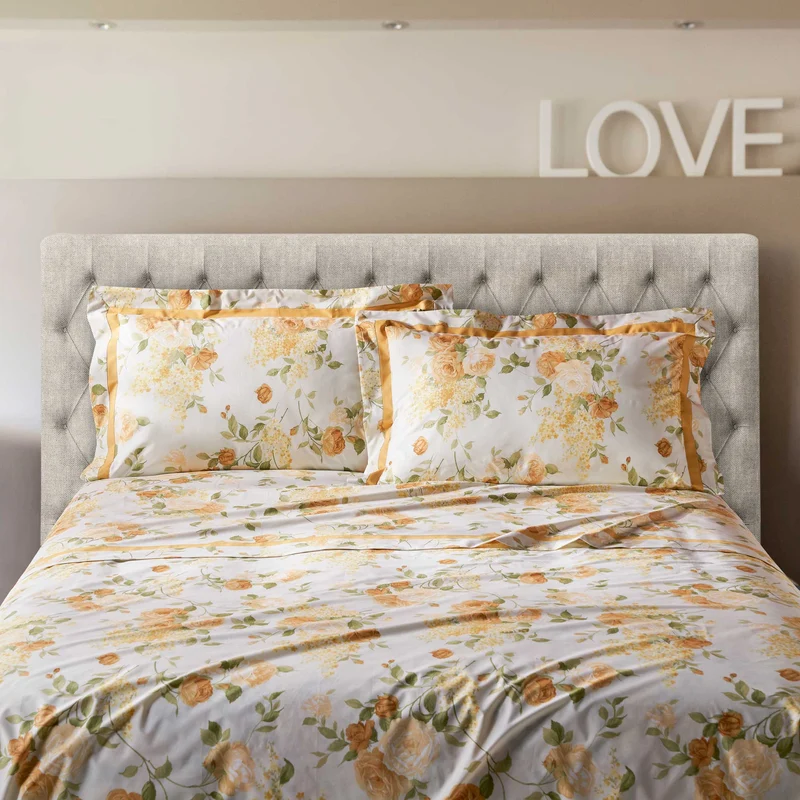 Completo Lenzuola in Percalle di Cotone Fantasia Floreale - Sanderson