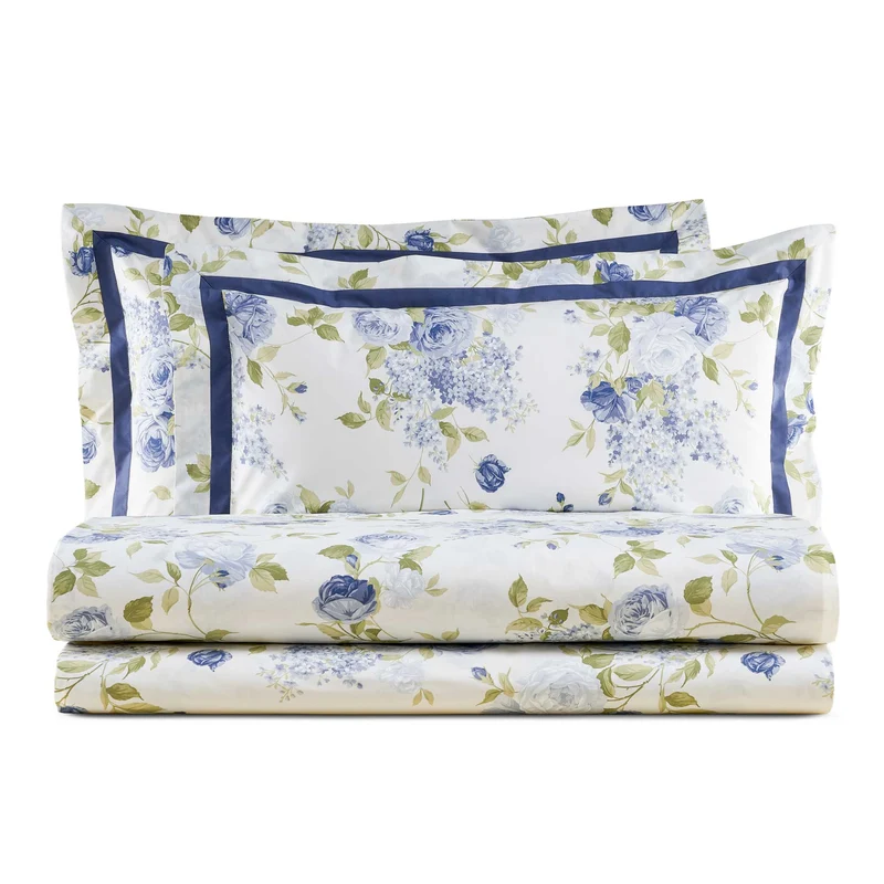 Completo Lenzuola in Percalle di Cotone Fantasia Floreale - Sanderson