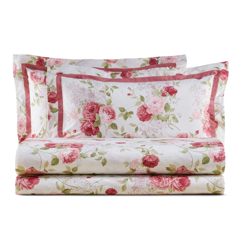Completo Lenzuola in Percalle di Cotone Fantasia Floreale - Sanderson