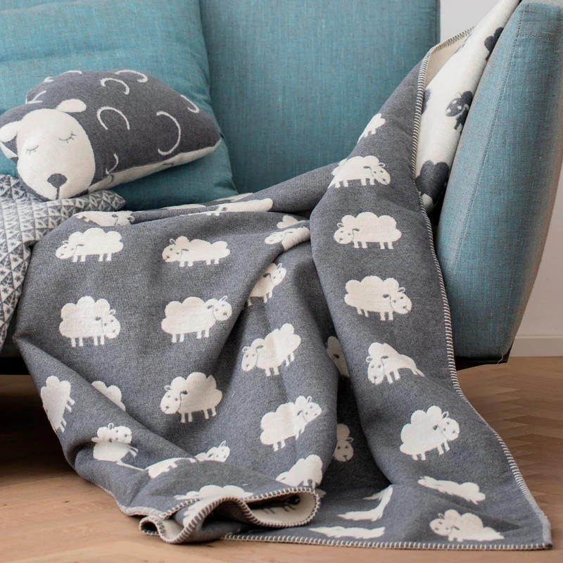 Plaid Invernale Reversibile in Caldo Cotone fantasia Pecorelle - Deco Sheep