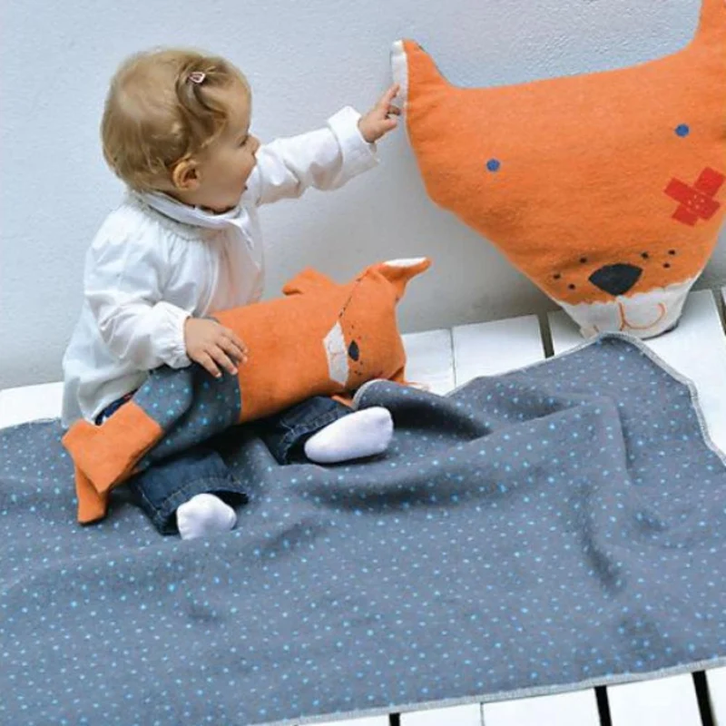 Coperta Estiva in Cotone con Peluche Porta Coperta - Volpe