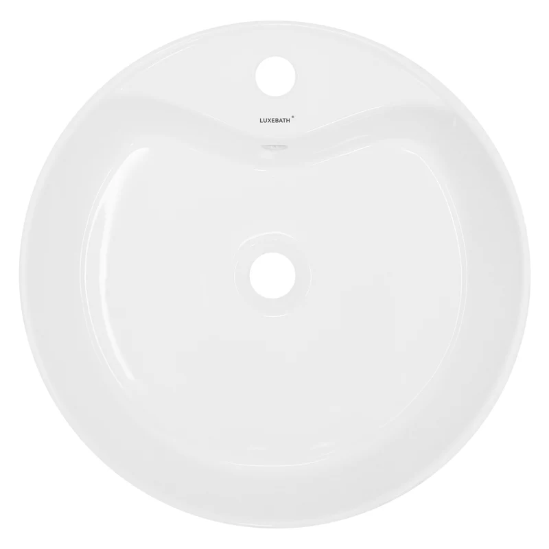 Waschbecken Rund mit Überlauf Ø 46x15,5 cm Weiß aus Keramik LuxeBath