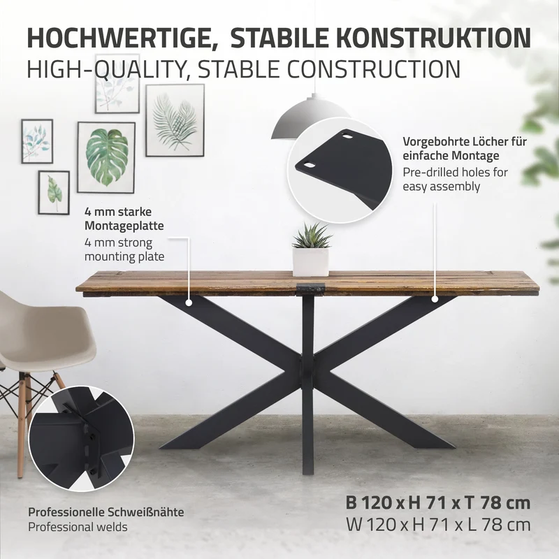 Tischbeine Tischgestell X-Design 78 x 71 x 120 cm Schwarz aus Metall ML-Design