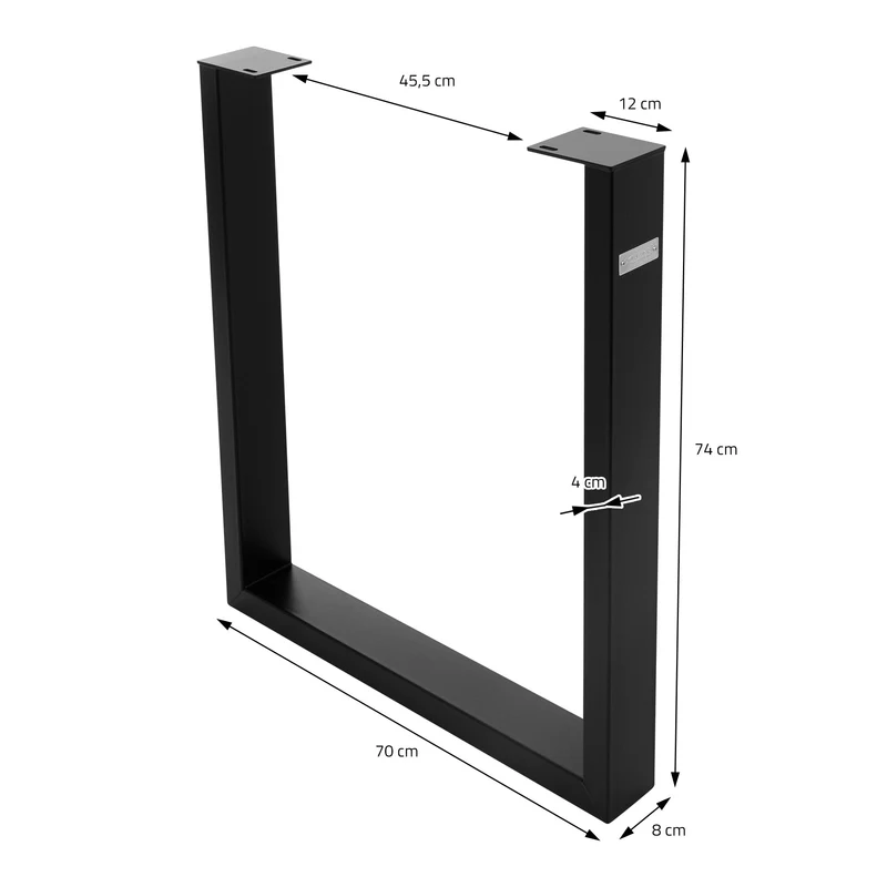 2er Set Tischgestell B70xH74 cm in U-Form Metall Schwarz ML-Design