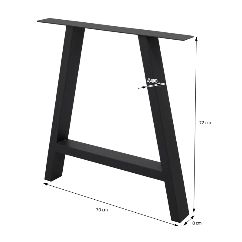 2x Tischkufen A-Form 70x72 cm Schwarz aus pulverbeschichtetem Stahl Tischgestell für Esstisch und Schreibtisch