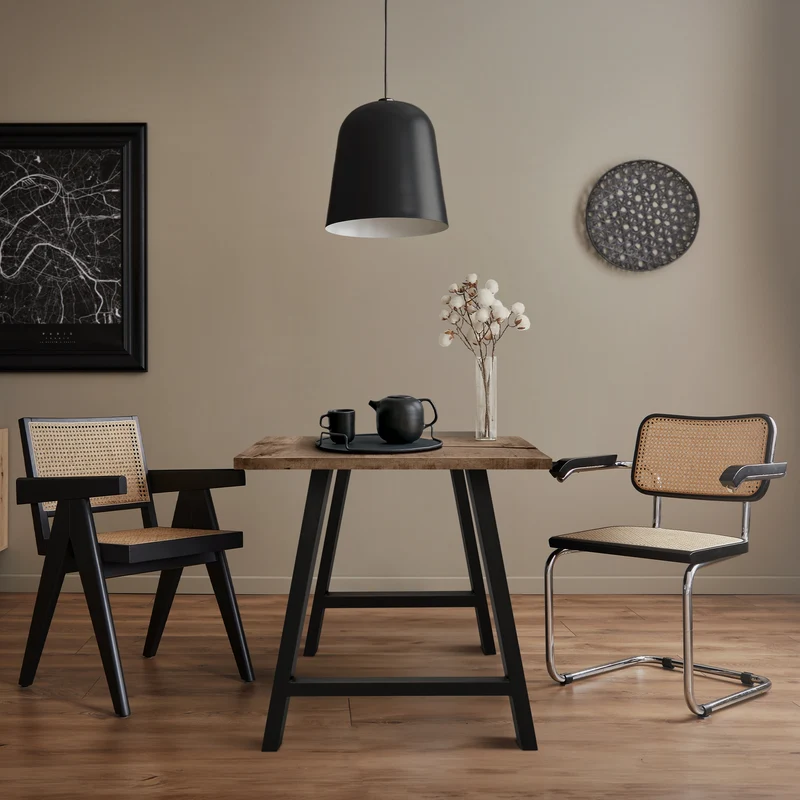2x Tischkufen A-Form 70x72 cm Schwarz aus pulverbeschichtetem Stahl Tischgestell für Esstisch und Schreibtisch