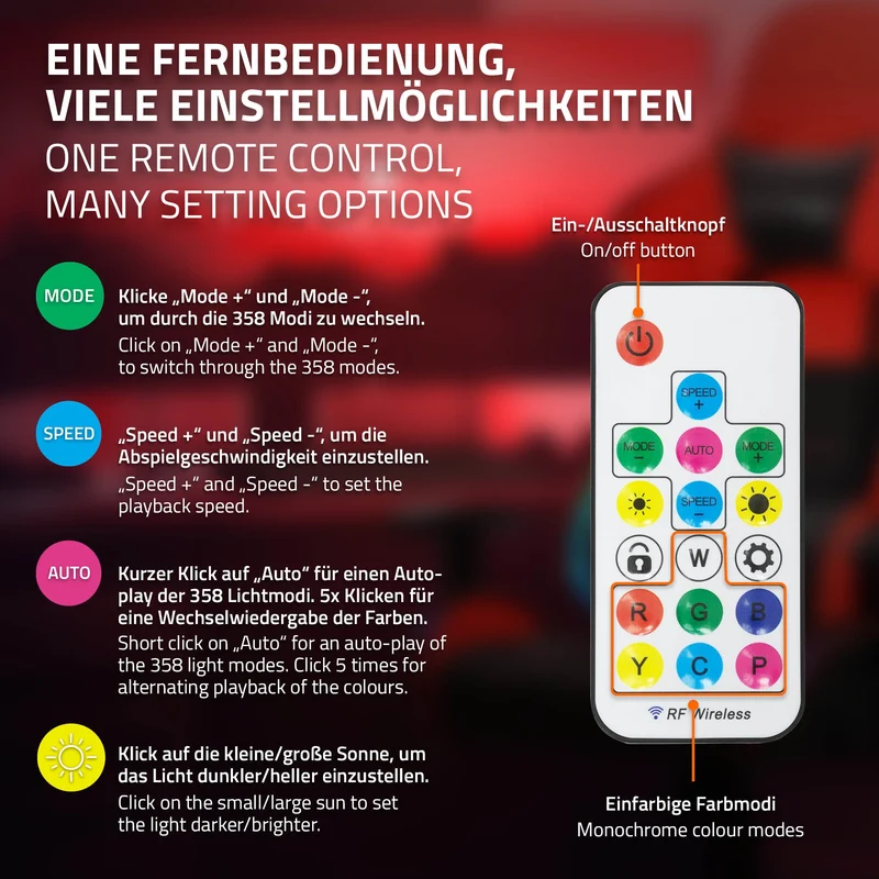 B-Ware Gamingstuhl mit RGB Beleuchtung & Bluetoothboxen Schwarz/Rot aus Kunstleder ML-Design
