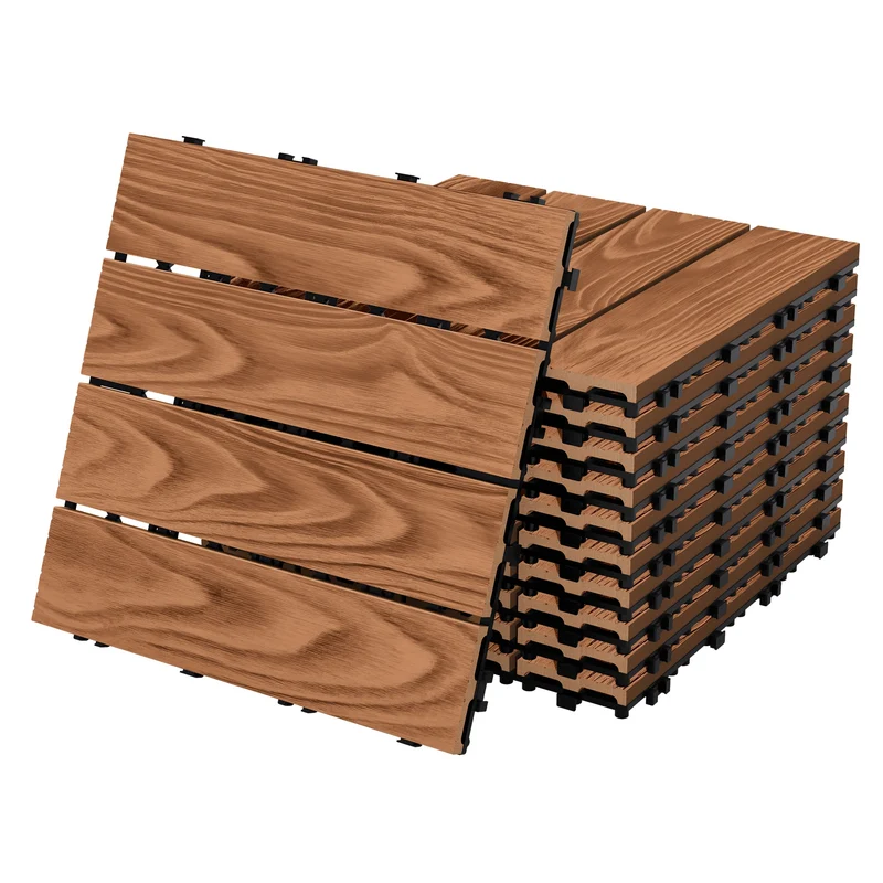 WPC Terrassenfliesen Balkonfliesen 30x30 cm in Holzoptik Holzmaserung mit Drainage und Klicksystem