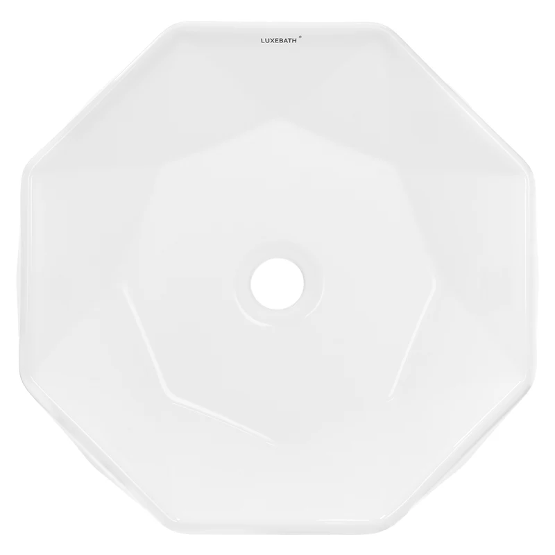 Waschbecken inkl. Ablaufgarnitur Weiß ohne Überlauf Ø 42x13,5 cm Weiß aus Keramik LuxeBath