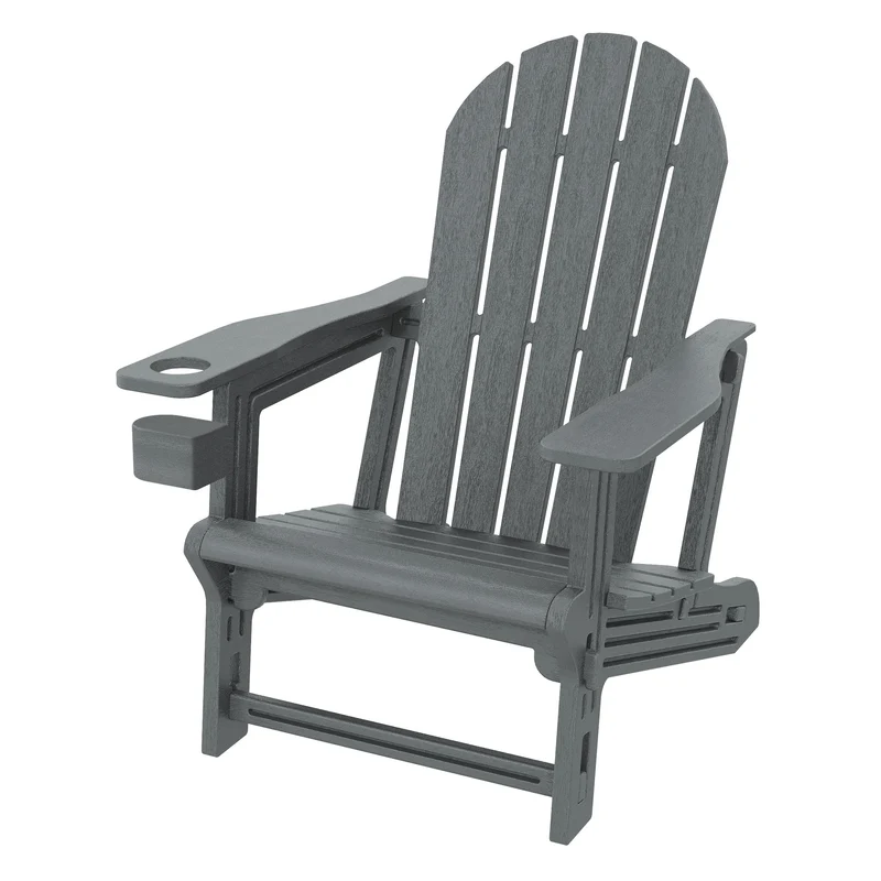 Gartenstuhl Adirondack Stuhl Sonnenstuhl wetterfest aus HDPE Kunststoff bis 180 kg Grau Gartensessel ML-Design