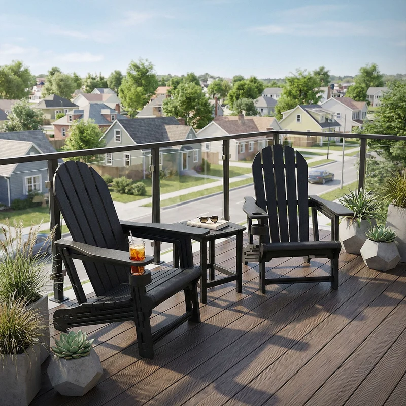 Gartenstuhl Adirondack Stuhl Sonnenstuhl wetterfest aus HDPE Kunststoff bis 180 kg Gartensessel ML-Design