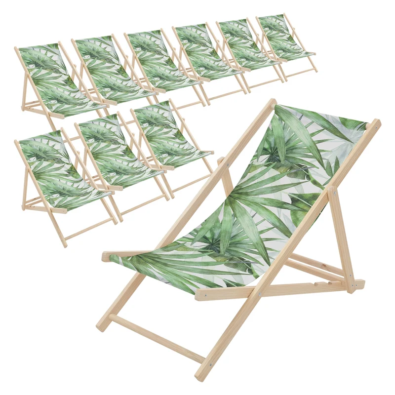 ECD Germany | Gartenliege klappbar aus Holz mit Floral Muster Strandliege Strandstuhl Sonnenliege