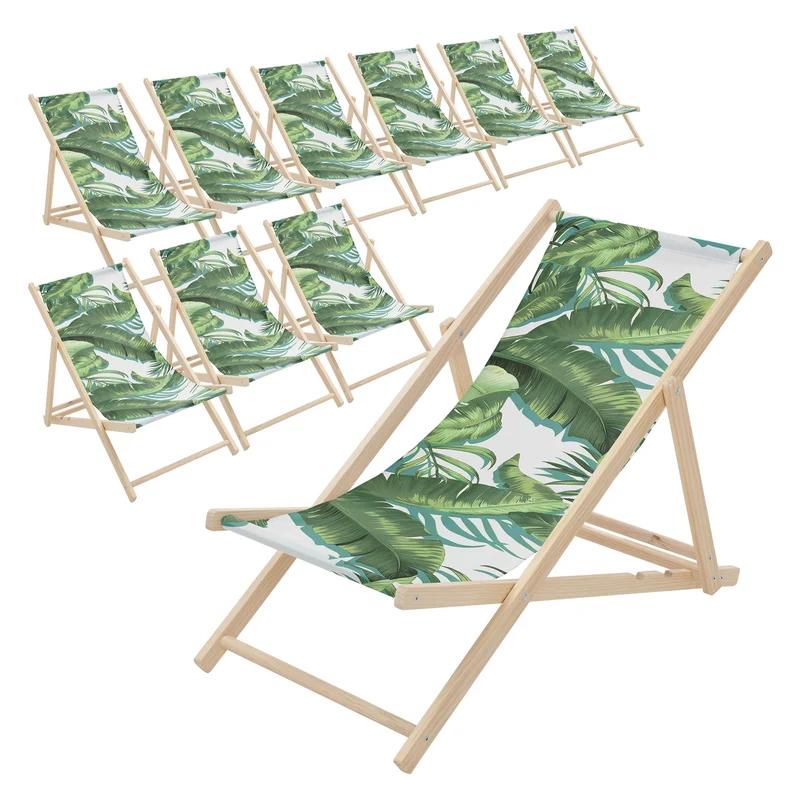 ECD Germany | Gartenliege klappbar aus Holz mit Floral Muster Strandliege Strandstuhl Sonnenliege