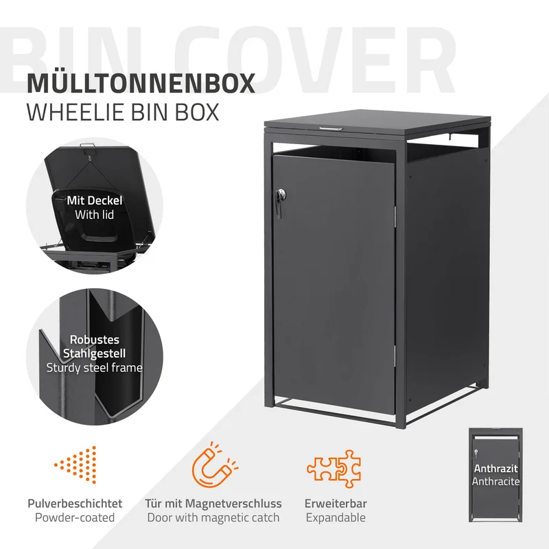 Mülltonnenbox Mülltonnenverkleidung für bis zu 4 Tonnen je 240L aus Stahl