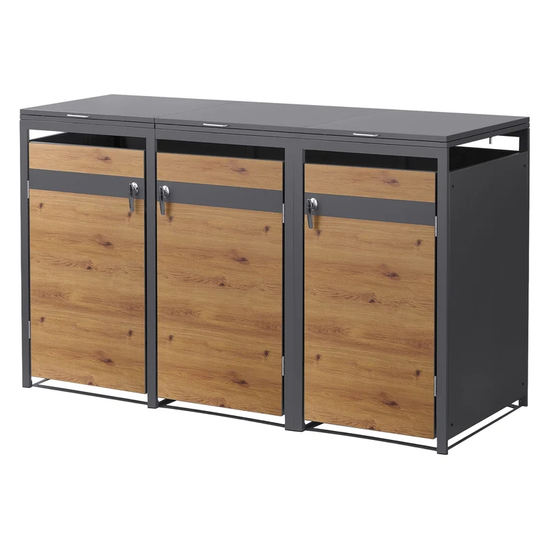 Mülltonnenbox Mülltonnenverkleidung für bis zu 4 Tonnen je 240L aus Stahl