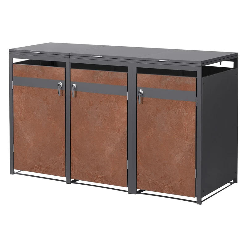 Mülltonnenbox Mülltonnenverkleidung für bis zu 4 Tonnen je 240L aus Stahl