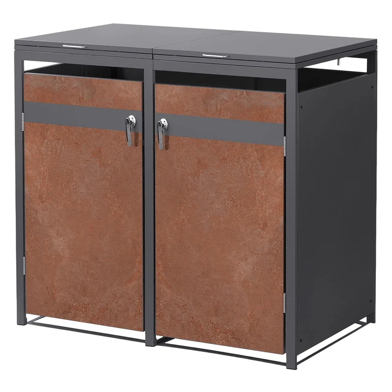 Mülltonnenbox Mülltonnenverkleidung für bis zu 4 Tonnen je 240L aus Stahl