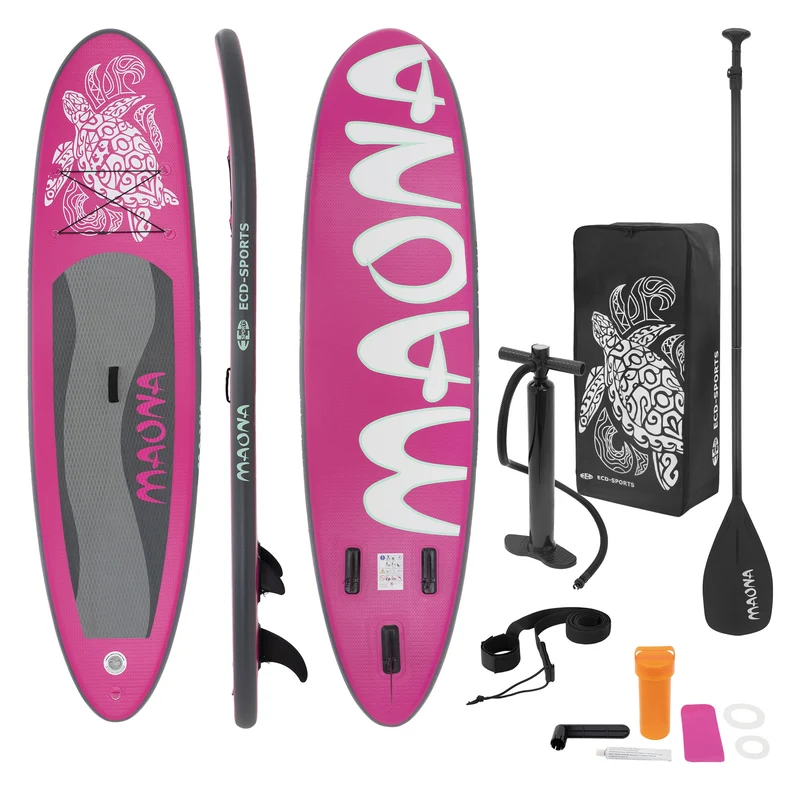 Stand Up Paddle aufblasbares SUP Board Maona 308x76x10 cm in Rosa aus PVC inkl. Pumpe und Tragetasche