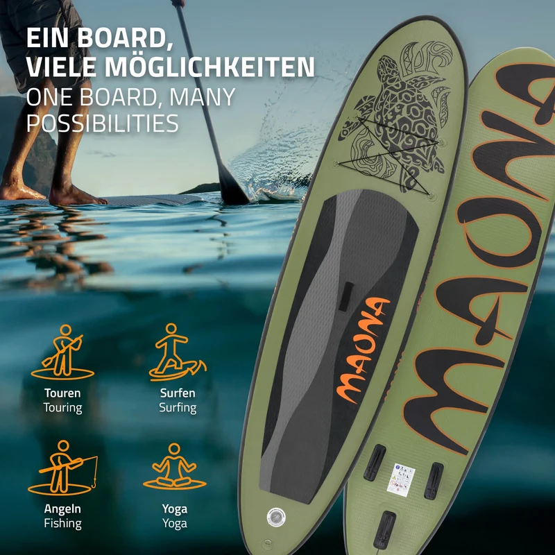 Stand Up Paddle aufblasbares SUP Board Maona 308x76x10 cm in Rosa aus PVC inkl. Pumpe und Tragetasche