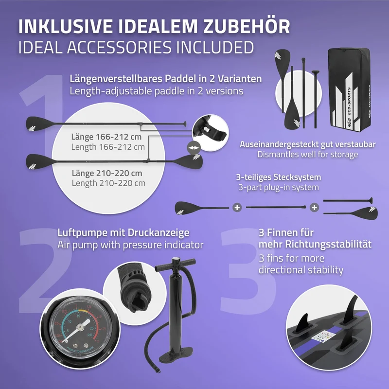 Stand Up Paddle aufblasbares SUP Board mit Kajak Sitz 320x82x15 cm aus PVC inkl. Pumpe und Tragetasche