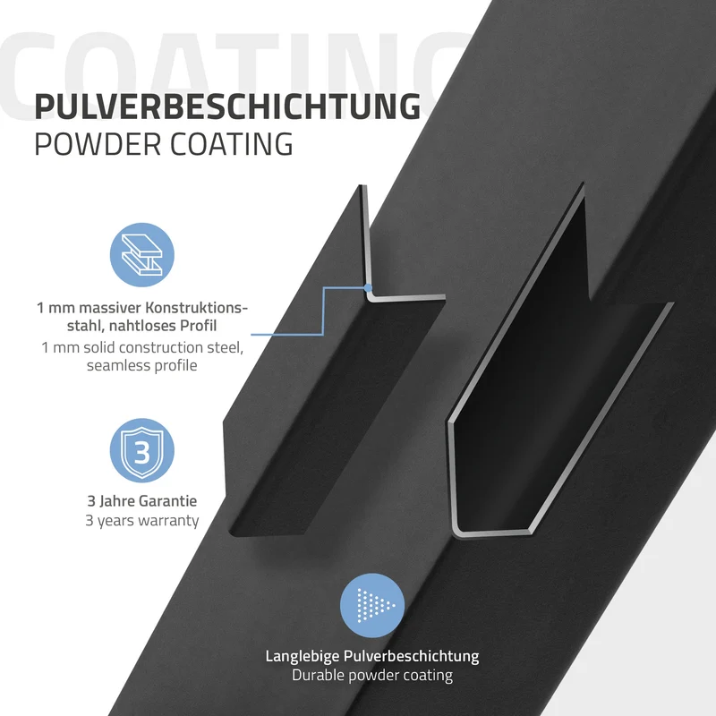 B-Ware Tischbeine 2er Set 90x72 cm Schwarz matt aus Stahl ML-Design