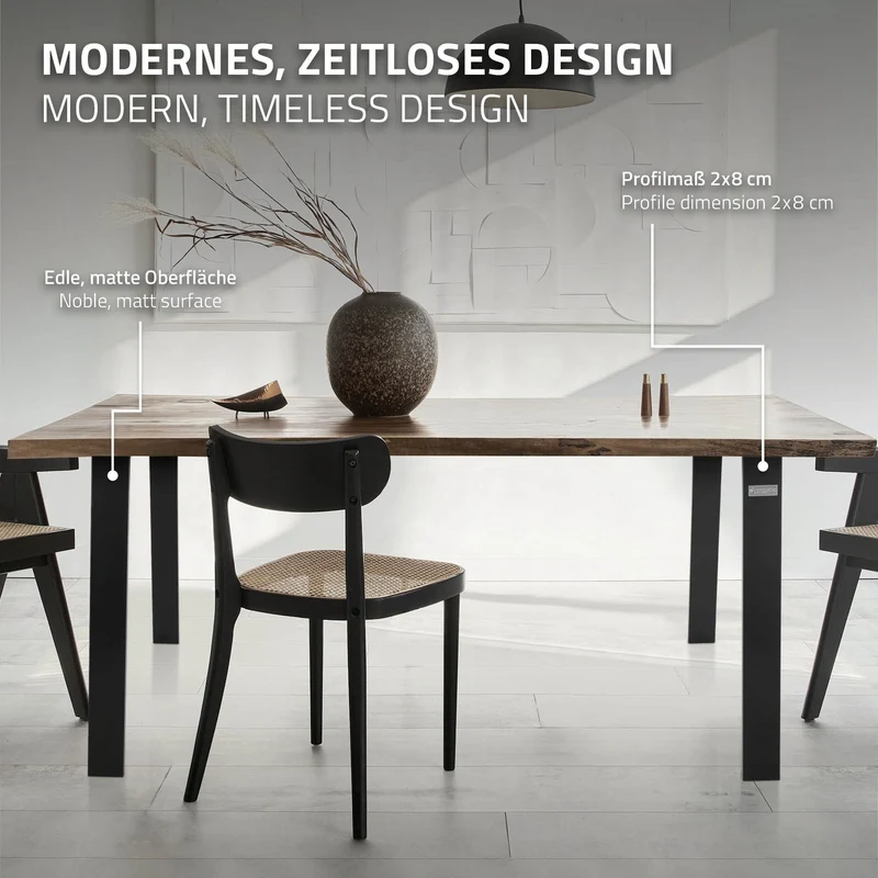B-Ware Tischbeine 2er Set 90x72 cm Schwarz matt aus Stahl ML-Design