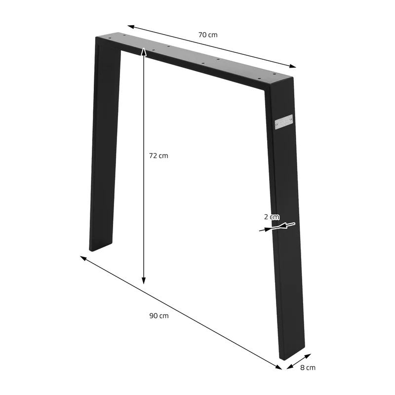 B-Ware Tischbeine 2er Set 90x72 cm Schwarz matt aus Stahl ML-Design