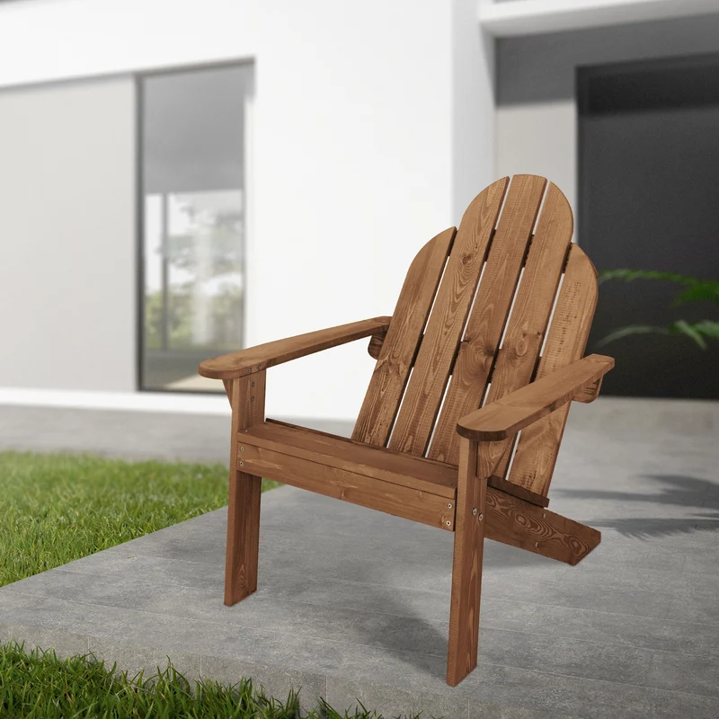 Adirondack Gartenstuhl 2er Set aus Massivholz wetterfest belastbar bis 120 kg Braun aus Tannenholz ML-Design