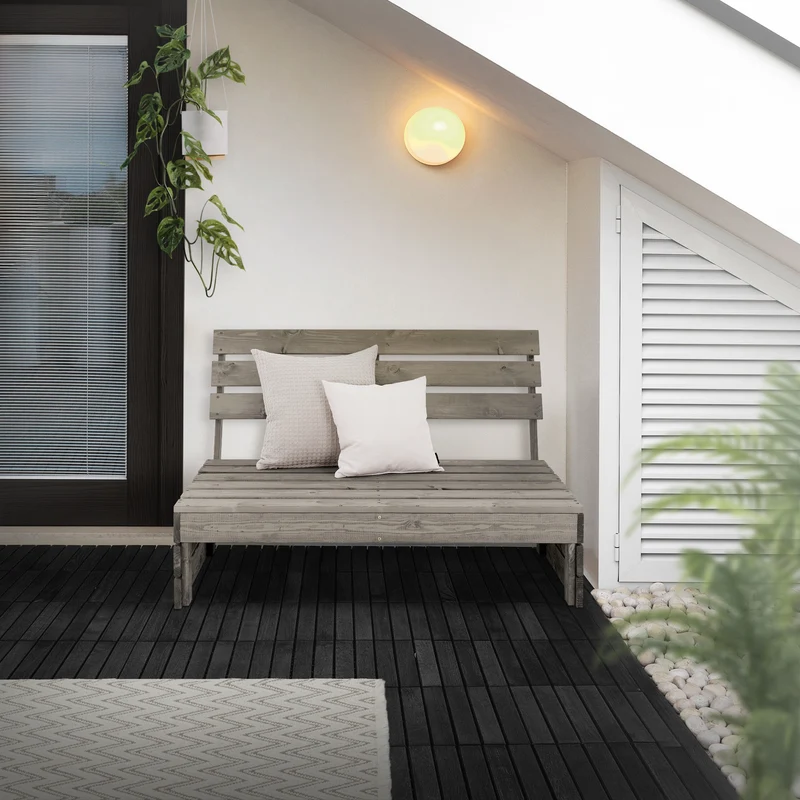 Gartenbank Holzbank Mittelsofa 3-Sitzer 120x70x76,5 cm Grau aus Tannenholz Massiv ML-Design