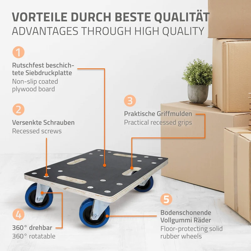 Rollbrett Möbelroller 35 x 50 cm aus Multiplex Tragkraft 800 kg