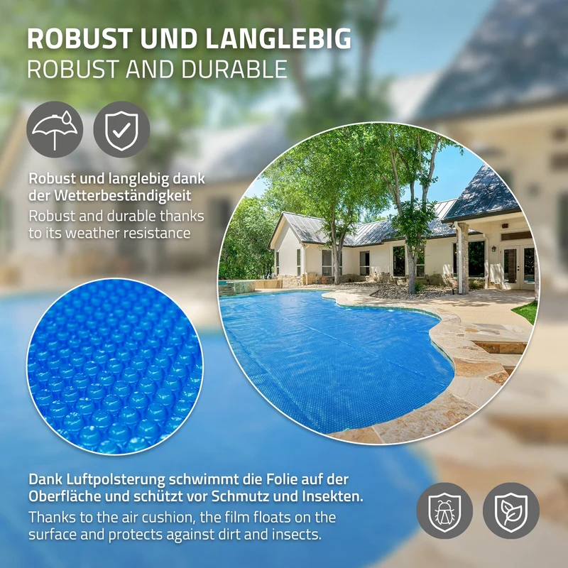Pool Solarfolie rund Ø 500 cm Blau, Pool Solarabdeckplane 120µm, Solarplane Solarabdeckung zuschneidbar, Poolabdeckung