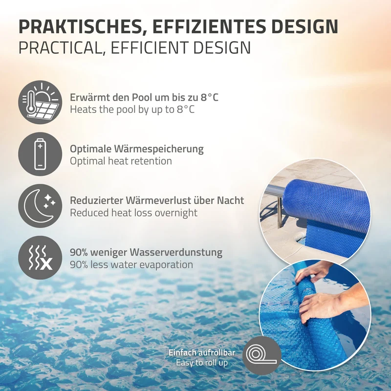 Pool Solarfolie rund Ø 500 cm Blau, Pool Solarabdeckplane 120µm, Solarplane Solarabdeckung zuschneidbar, Poolabdeckung