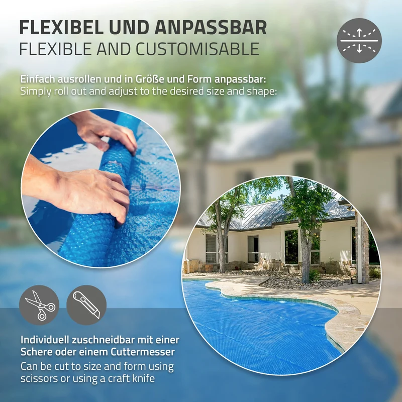 Pool Solarfolie rund Ø 549 cm Blau, Pool Solarabdeckplane 400µm, Solarplane Solarabdeckung zuschneidbar, Poolabdeckung