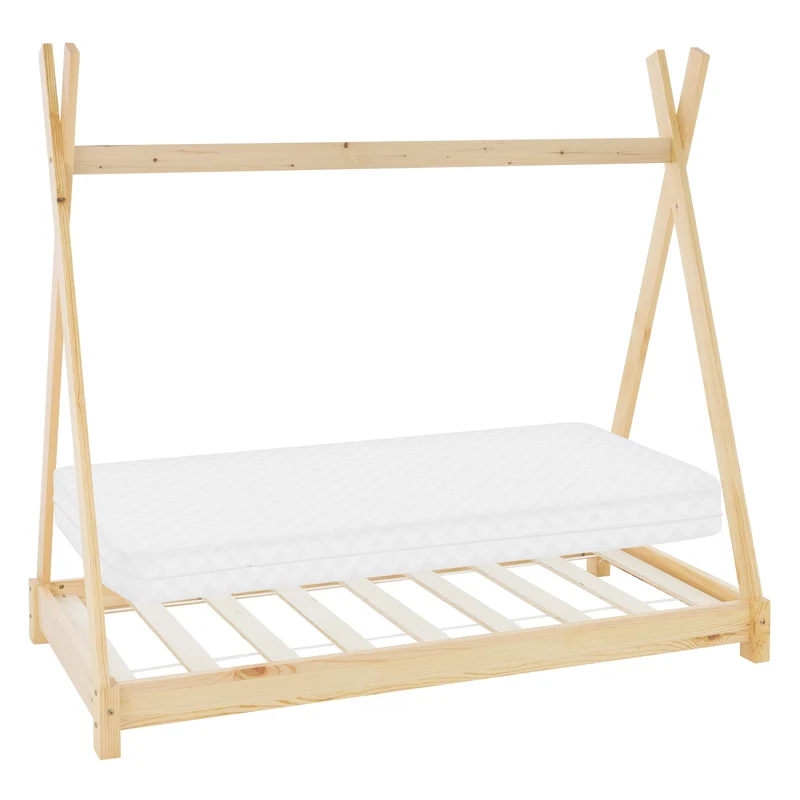 Kinderbett Tipi aus Kiefernholz mit Lattenrost & Wahlweise Matratze ML-Design