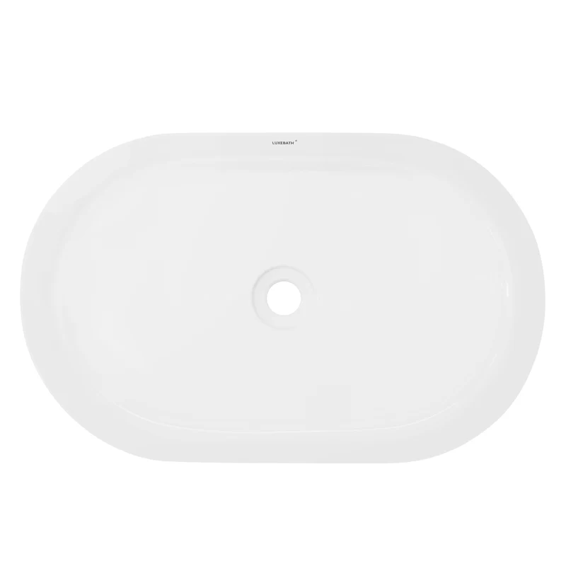 Waschbecken inkl. Ablaufgarnitur Weiß ohne Überlauf 60,5x38x12,5 cm Weiß aus Keramik LuxeBath