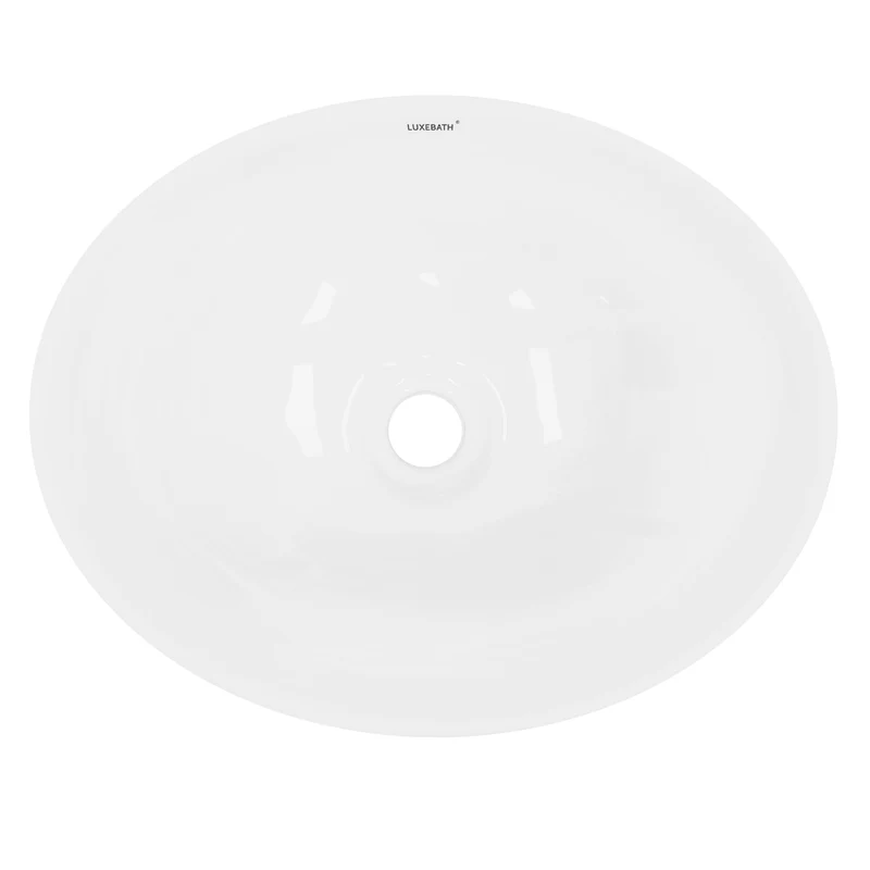 Waschbecken inkl. Ablaufgarnitur Weiß ohne Überlauf 41x33x14,2 cm Weiß aus Keramik LuxeBath