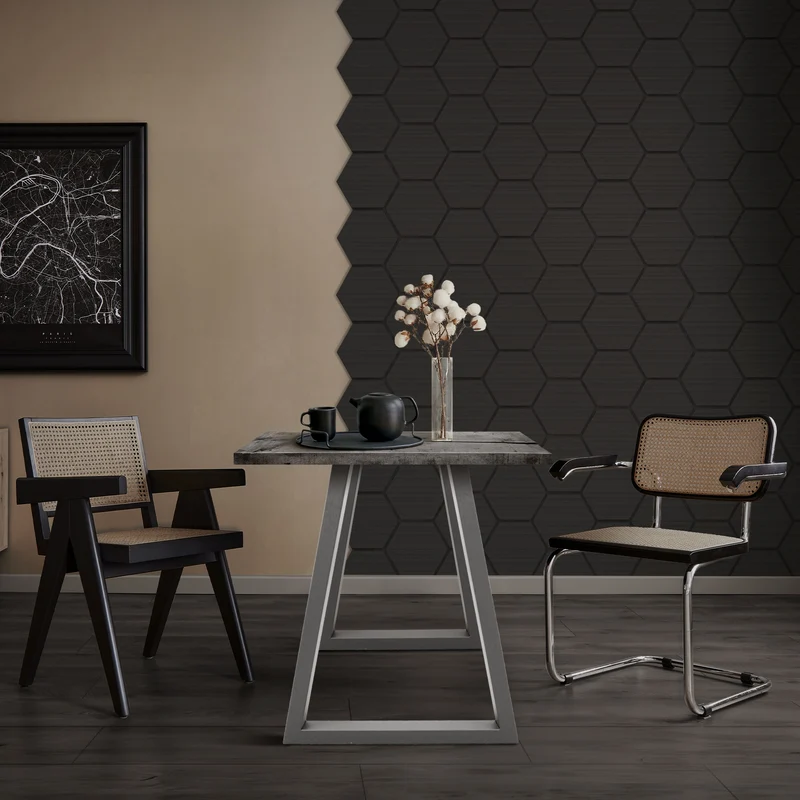 2er Set Akustikpaneele für 1m² Schwarz Wandpaneele Hexagon Schallabsorber Schalldämmung ML-Design