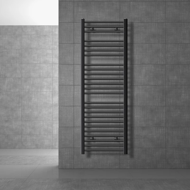 Elektrischer Badheizkörper mit Heizstab 900W 500x1500 mm Anthrazit gerade mit Seitenanschluss & Thermostat Digitalanzeige LuxeBath