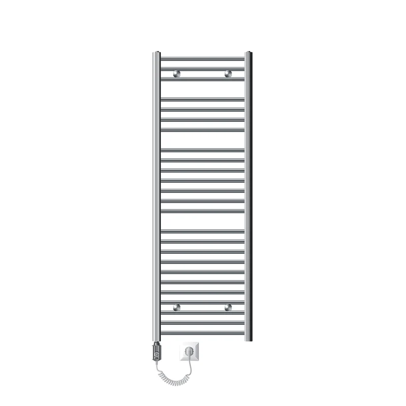 Badheizkörper Elektrisch mit Heizstab 1200W 500x1500 mm Chrome gebogen mit Seitenanschluss LuxeBath