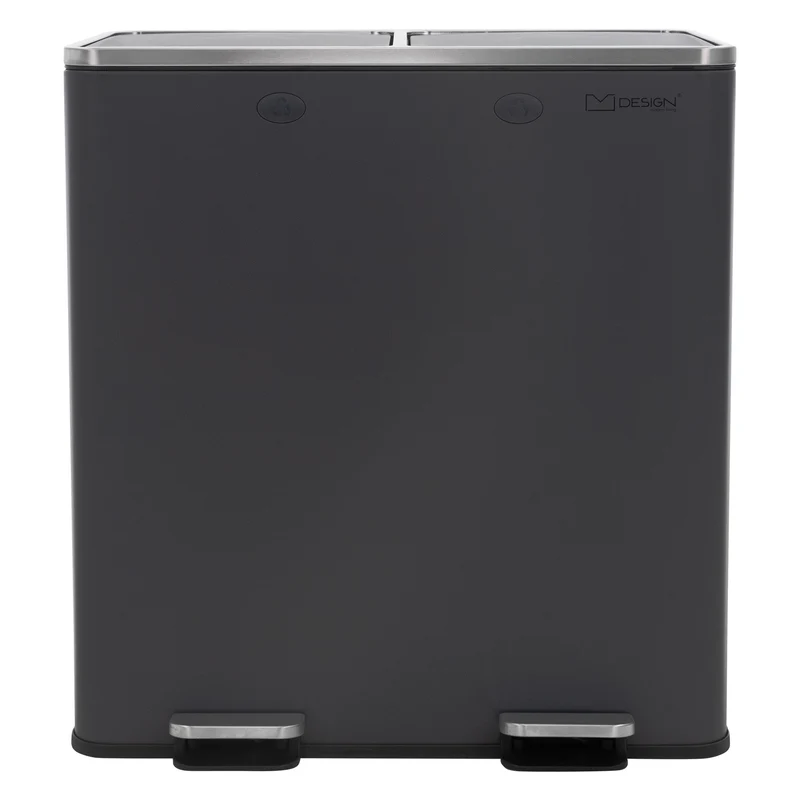 Mülleimer mit Trennsystem 2x 30L Anthrazit aus Stahl ML-Design
