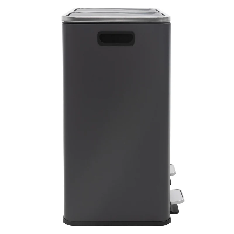 Mülleimer mit Trennsystem 2x 30L Anthrazit aus Stahl ML-Design
